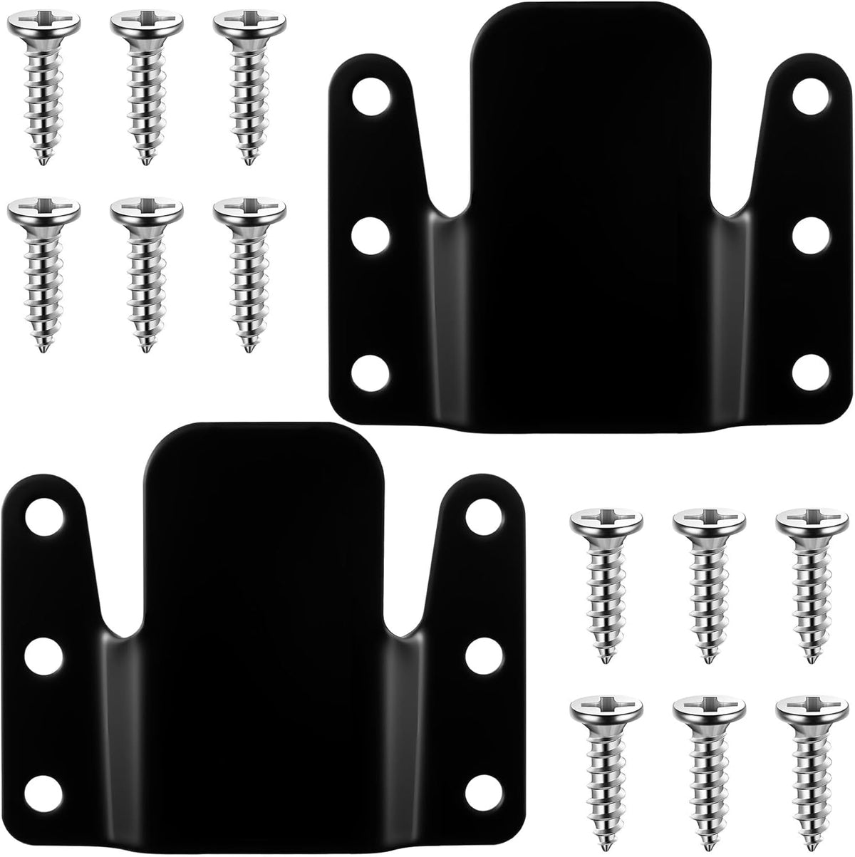 2pcs Sectional Couch Connectors, Universal Sofa Interlocking Couch Brackets for Sectionals, Furniture Connector Brackets Replacement Parts with Screw for Home Sofa Bed Recliner- Black