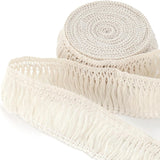 5 Yards Boho Long Fringe Tassel Trim, 2.36in Wide Fringe Trim Cotton Ribbon, Boho Tassel Ribbon Embellishments for Dress Skirt Curtain Home Decor- Beige