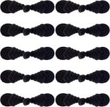 10 Pairs Black Chinese Closure Buttons, Handmade Frog Closures for Clothing, Sewing Buttons Fasteners for Dress Cheongsam Tang Suit Coats Costumes Scarf Cloak