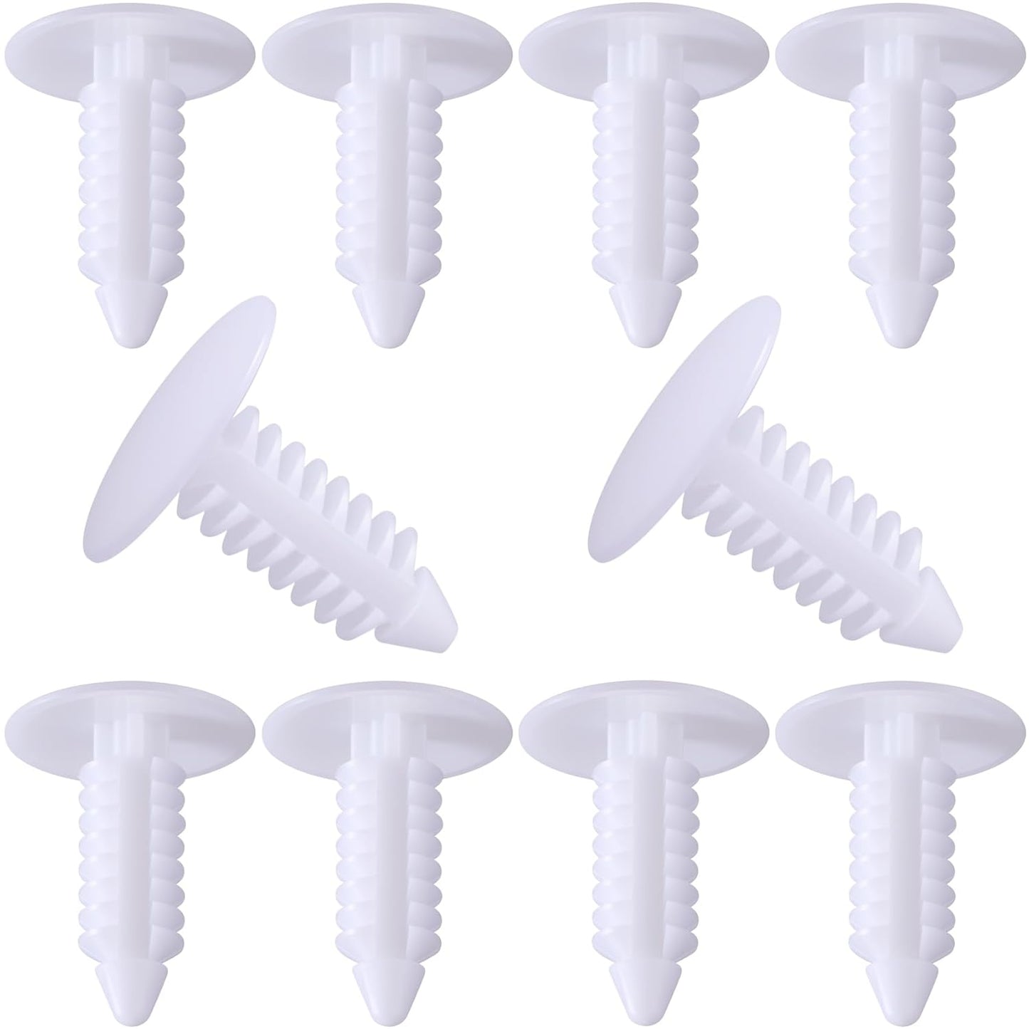 10pcs License Plate Hole Plugs, Universal Bumper Plugs Hole Cover Clips, 7.6mm Rivets Push Pin Retainer Clips Automotive Accessories for Fender Liners Front Bumper Shields Trim Panels- White