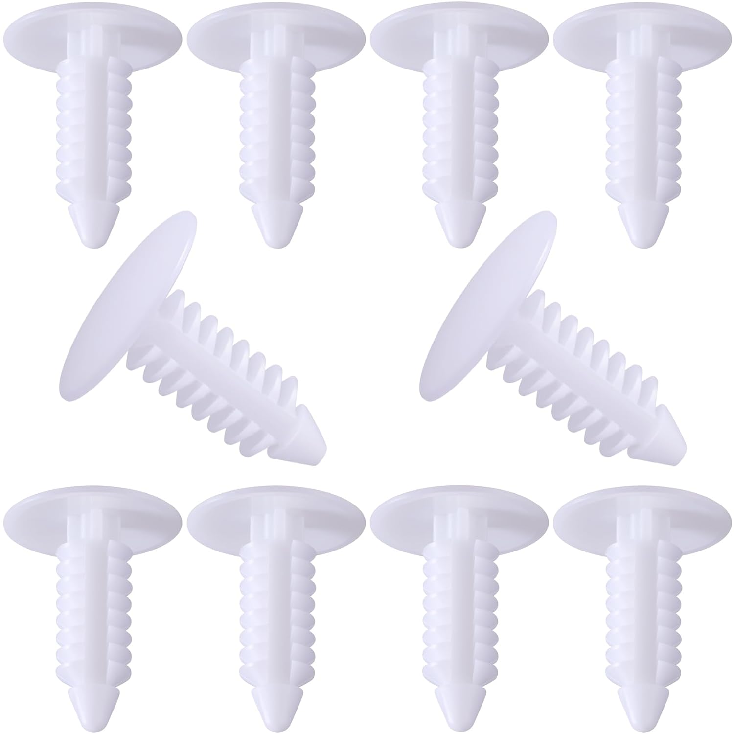 10pcs License Plate Hole Plugs, Universal Bumper Plugs Hole Cover Clips, 7.6mm Rivets Push Pin Retainer Clips Automotive Accessories for Fender Liners Front Bumper Shields Trim Panels- White
