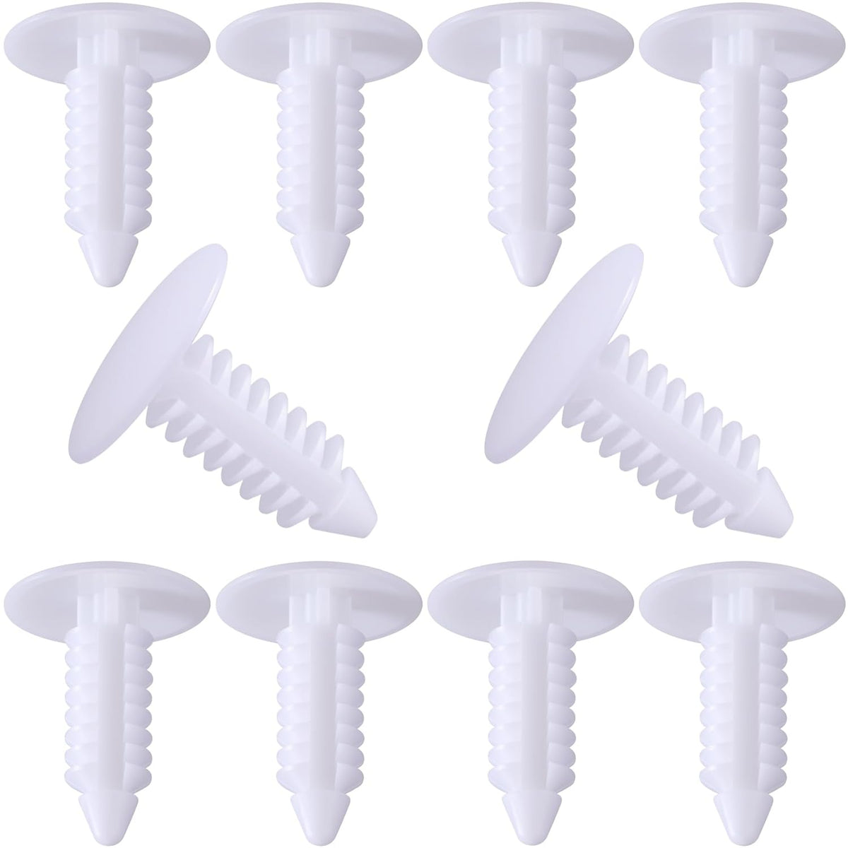 10pcs License Plate Hole Plugs, Universal Bumper Plugs Hole Cover Clips, 7.6mm Rivets Push Pin Retainer Clips Automotive Accessories for Fender Liners Front Bumper Shields Trim Panels- White