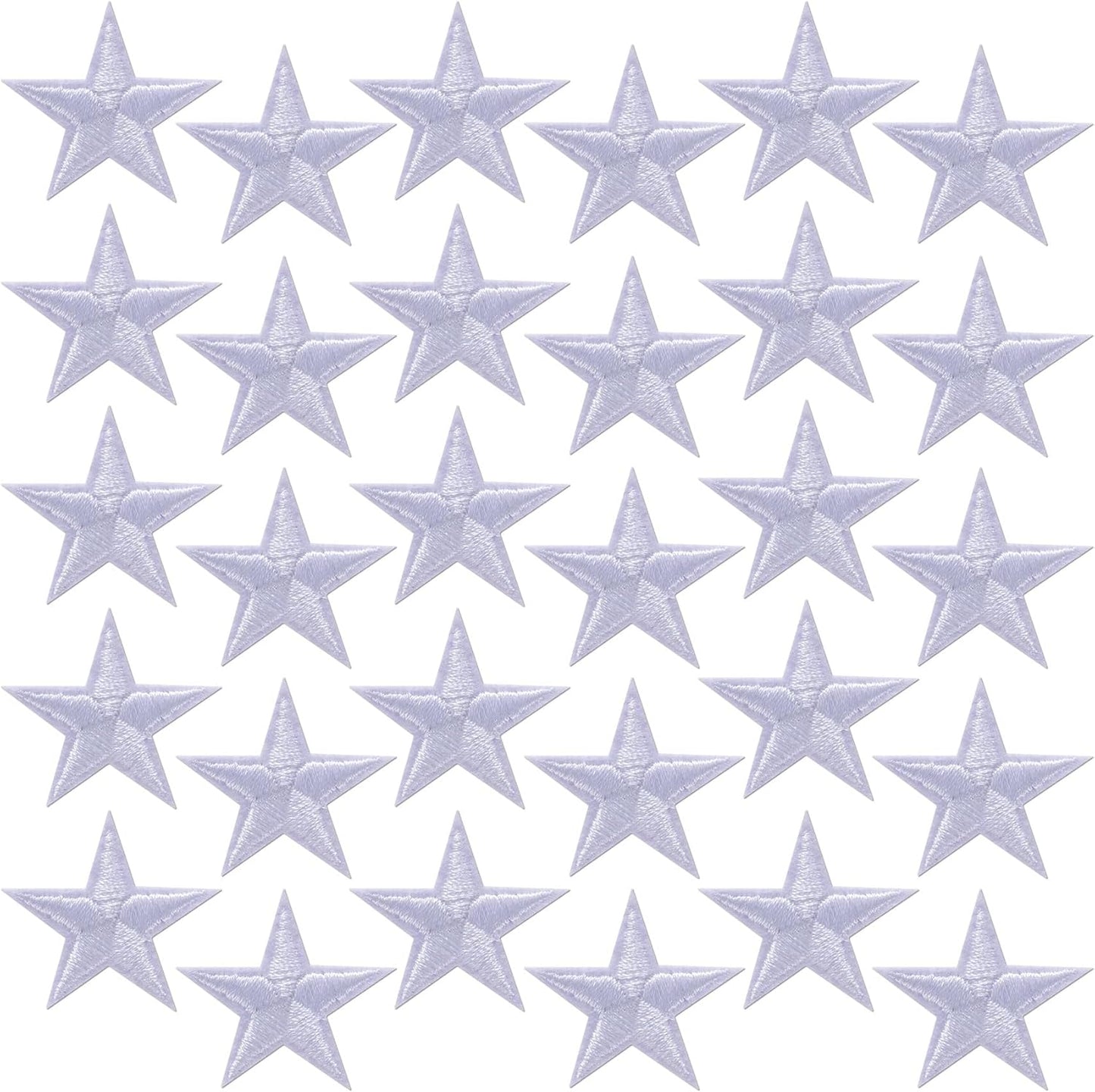 30pcs Star Iron on Patches, Star Patches Embroidered Appliques, 1.15in Sew on Repair Applique Embellishment Accessories for Clothing Jackets Shoes Backpacks Hats DIY Crafts- White