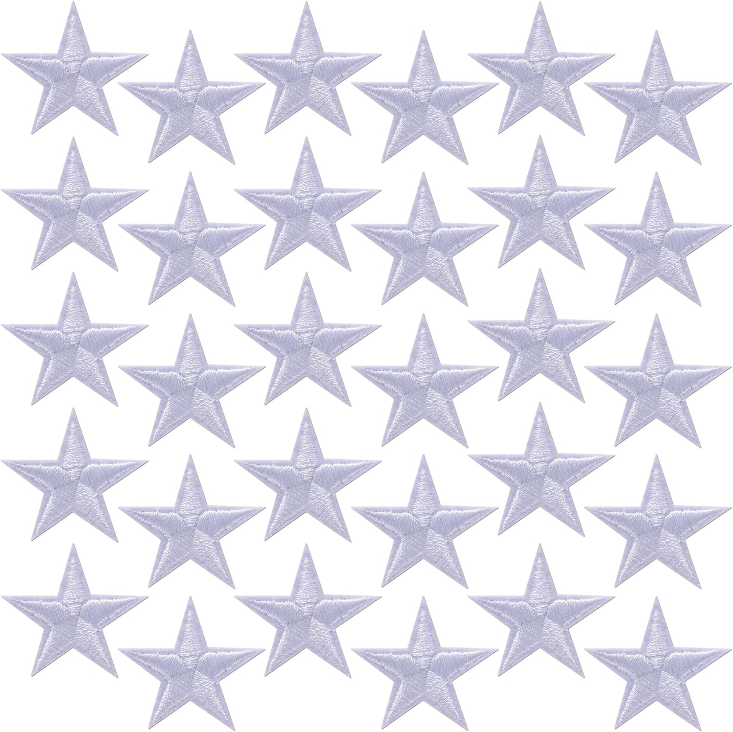30pcs Star Iron on Patches, Star Patches Embroidered Appliques, 1.15in Sew on Repair Applique Embellishment Accessories for Clothing Jackets Shoes Backpacks Hats DIY Crafts- White