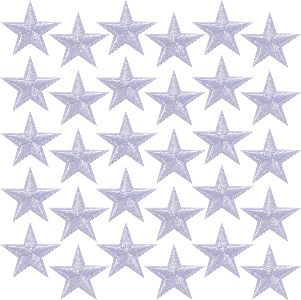 30pcs Star Iron on Patches, Star Patches Embroidered Appliques, 1.15in Sew on Repair Applique Embellishment Accessories for Clothing Jackets Shoes Backpacks Hats DIY Crafts- White