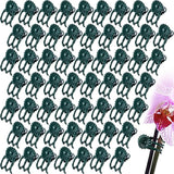 60pcs Orchid Clips for Plants Support, Plant Orchid Support Clips, Vine Tools Supports for Garden Climbing Stems Vines Climbing Plants- Dark Green
