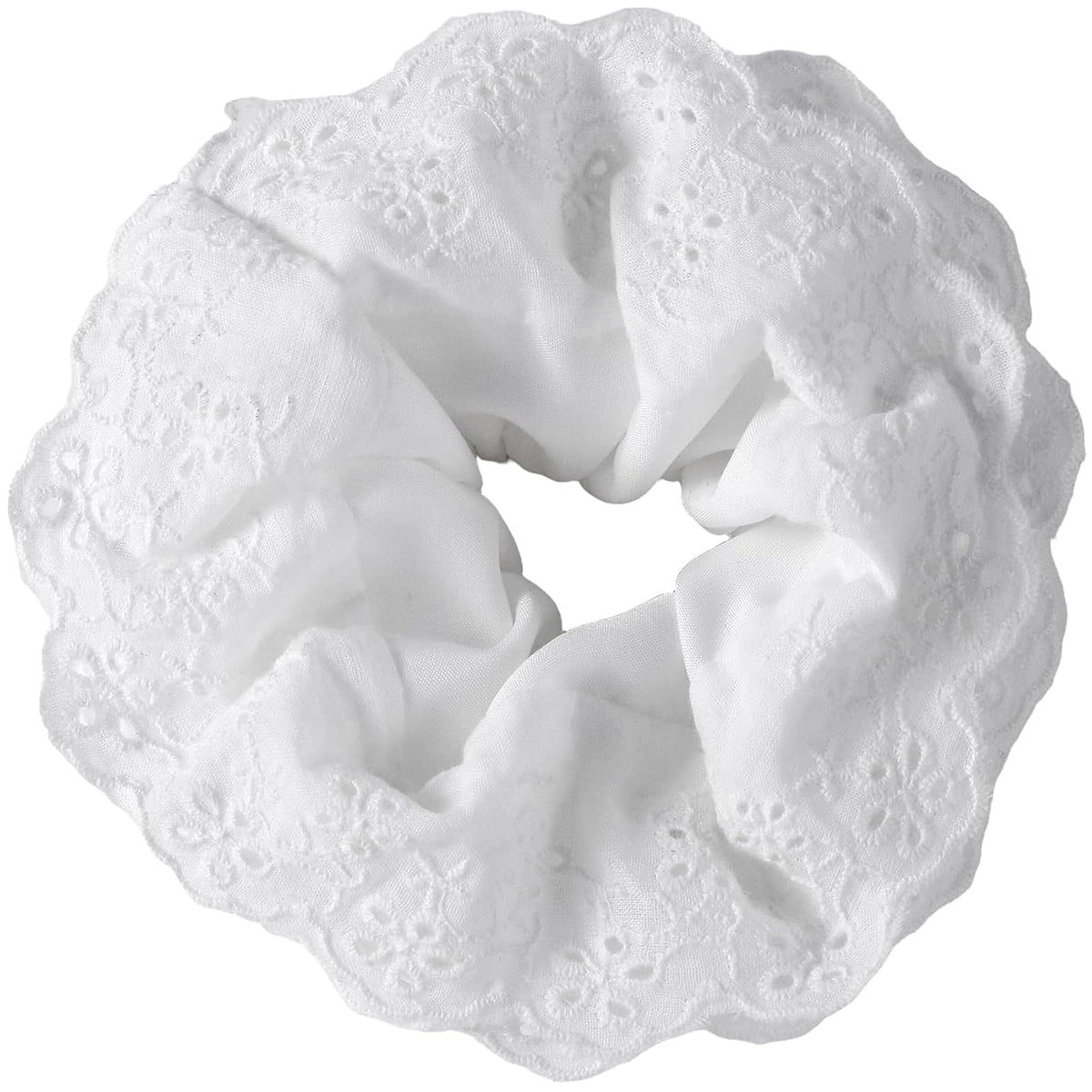 White Lace Scrunchies, Multi Layers Large Lace Scrunchies for Women, Oversized Ruffle Hair Ties Bands Elastics for Thick Thin Long Curly Hair