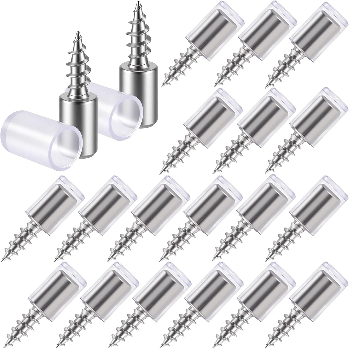 20 Pack Shelf Support Screws, Self Tapping Shelf Holder Peg with Sleeve, Cabinet Laminate Steel Support Peg Pins for Bookcases Wardrobe Clapboard- Sliver