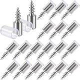 20 Pack Shelf Support Screws, Self Tapping Shelf Holder Peg with Sleeve, Cabinet Laminate Steel Support Peg Pins for Bookcases Wardrobe Clapboard- Sliver