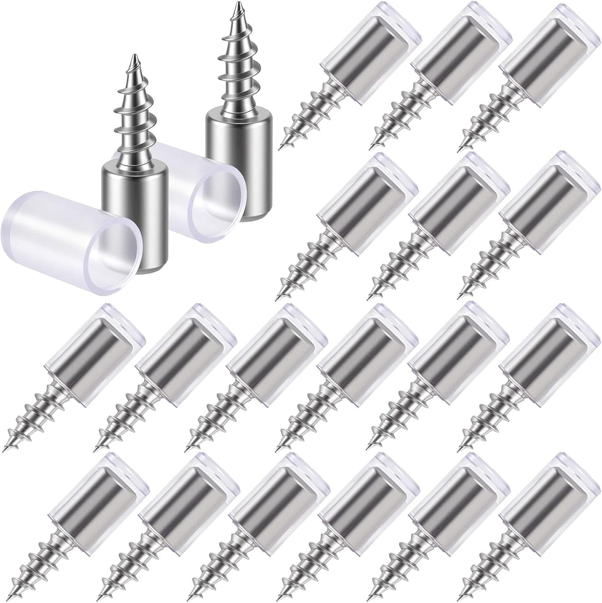 20 Pack Shelf Support Screws, Self Tapping Shelf Holder Peg with Sleeve, Cabinet Laminate Steel Support Peg Pins for Bookcases Wardrobe Clapboard- Sliver