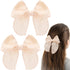 2pcs Beige Fable Bow Hair Clip for Women, Ribbon Hair Bows Barrettes, Swallowtail Hair Bow Clips Alligator Barrettes Accessories for Hairstyles School Graduation Weddings