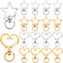 20pcs Star Heart Swivel Keychain Clasp, Zinc Alloy Spring Snap Hook Jewelry Clasps, Heavy Duty Lobster Keyring Clip Bag Accessories for Keychains DIY Crafts- Gold & Silver