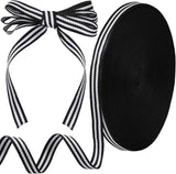 54.68 Yards Black and White Striped Ribbon, 0.39 Inch Wide Grosgrain Stripe Ribbons Fabric, Polyester Fabric Embellishments for Wrapping Wedding Birthday Decor DIY Crafts