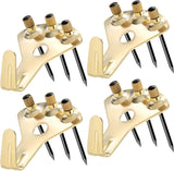 4 Packs Heavy Duty Picture Hanger Kits, 4pcs 100 lbs Photo Hangers Hooks with 12pcs Nails, Mirror Picture Painting Clock Hanging Hardware Tools for Wooden Dry Walls- Gold