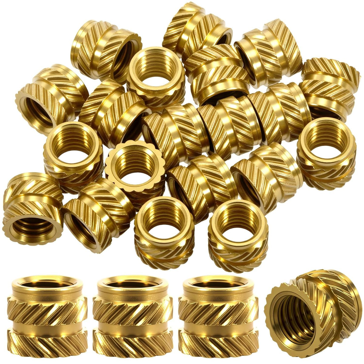 20pcs M5 Threaded Insert Nuts, Brass Knurled Heat Set Nut Inserts, Heat Threaded Fasteners Accessories Assortment for 3D Printing Components Automotive Plastic Shells- Gold