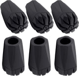 6pcs Anti-Slip Walking Stick Tips, Shock Absorption Trekking Pole Tips Replacements for Hiking Pole for Outdoor Hikers, Mountaineers-Black