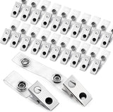 30 Pcs Metal Badge Clips with Clear PVC Straps ID Strap Clip Double Holes Badge Holder Clips ID Clip for Badges, Work Badges