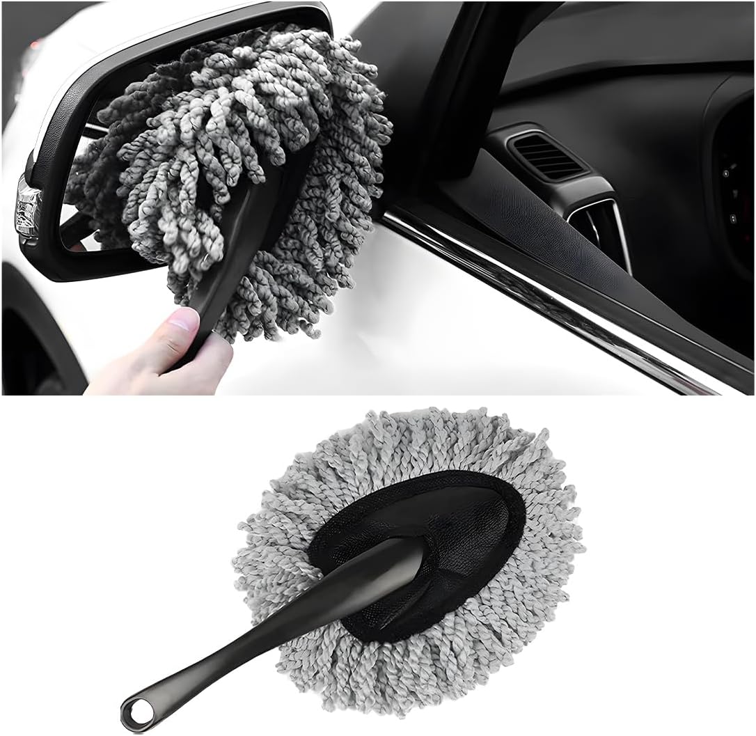 Car Dash Duster Brush, Super Soft Microfiber Multi-Functional Car Cleaning Brush, Scratch Free Dash Dusting Tool with a Anti-Skid Handle for Vehicle Home Kitchen Cleaning (Gray)