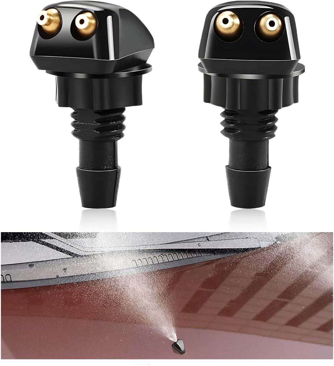 2 PCS Front Windshield Washer Nozzles, Windshield Left Right Wiper Washer Nozzle Sprayers, Windshield Squirter Nozzle Replacement for Most Cars SUVs Trucks, Car Accessories (2 PCS)