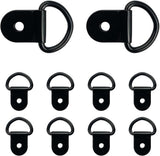 10 PCS Small Steel D-Ring Tie Downs, Heavy Duty Steel Anchor Lashing Ring for Cargo Load, D-Ring Anchor Point for Loads on Case Truck Trailer RV Camper Boats, Car Accessories (Black, 10 PCS)