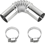 2PCS Air Parking Heater Exhaust Pipe Tube Elbow Connector, 25mm Stainless Steel Diesel Boat Heater with 2 Connectors, Automotive Exhaust Pipes Replacement (1 PCS)