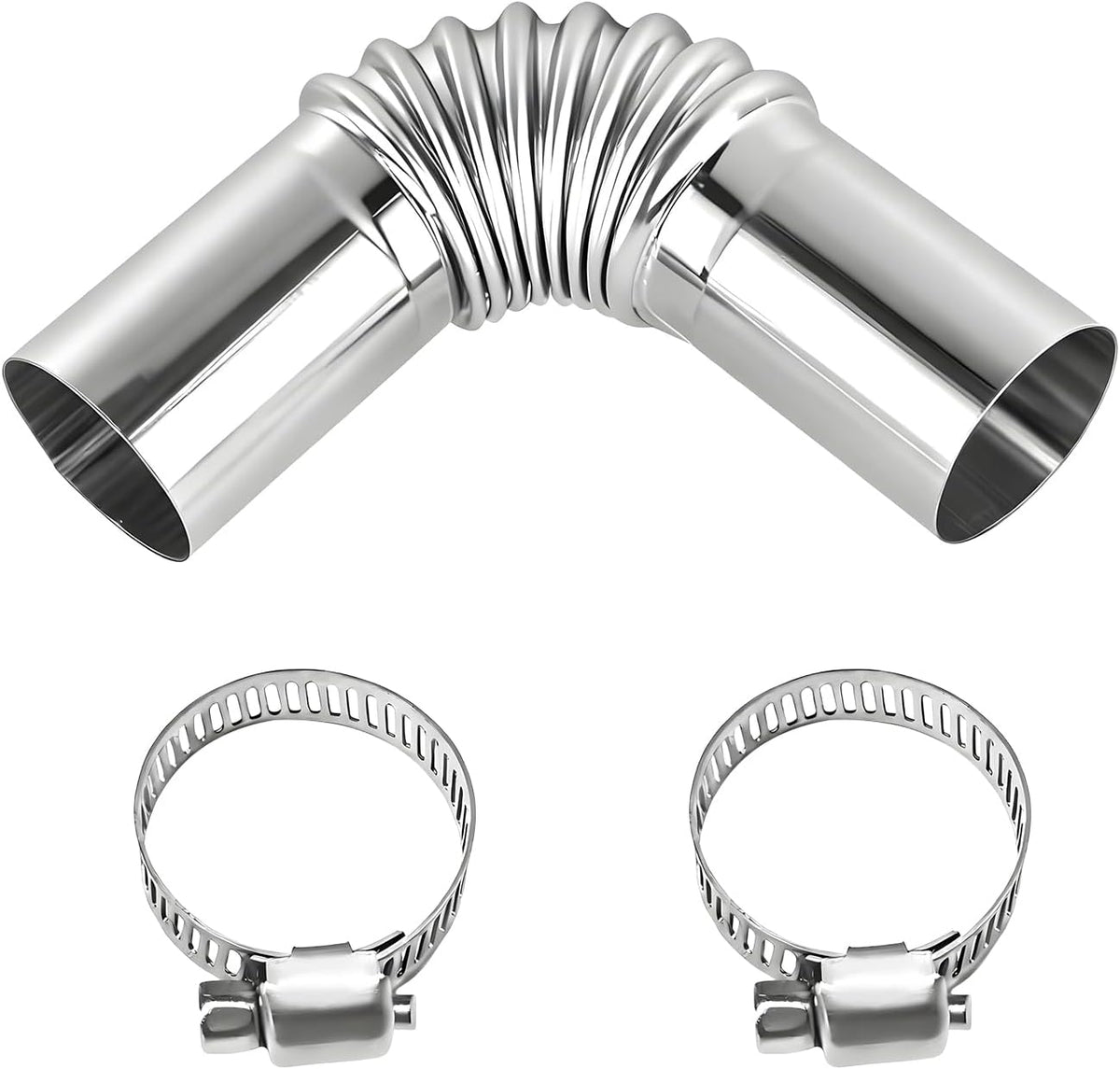 2PCS Air Parking Heater Exhaust Pipe Tube Elbow Connector, 25mm Stainless Steel Diesel Boat Heater with 2 Connectors, Automotive Exhaust Pipes Replacement (1 PCS)