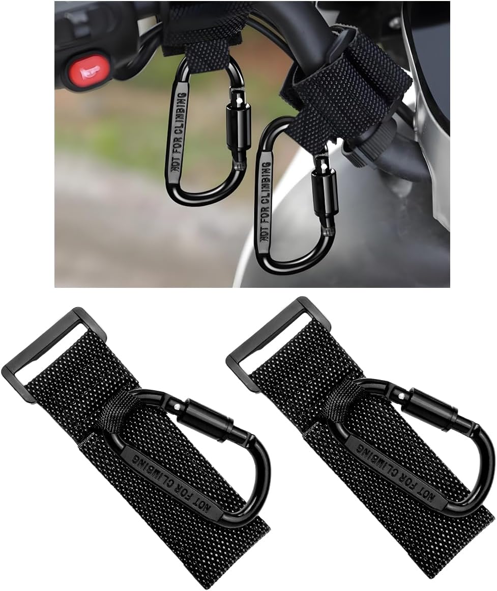2 Pack Multipurpose Hook for Hanging Helmet, Goggle, Headsets, Durable Carabiners, Roll Bar Accessory Hook Hanger (Black)