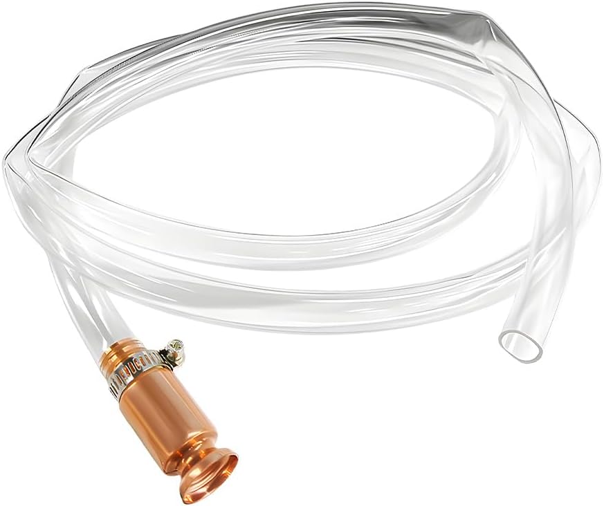 Gas Siphon Hose, 6FT Multi-Purpose High Grade Self Priming Shaker Siphon Hand Pump Tube, 1/2'' Safety Copper Valve Siphon Pump with Transparent Hose for Oil Gas Fuel Transfer