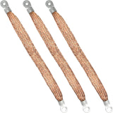 3PCS Automotive Ground Strap, Flat Braided Copper Grounding Cable Straps with Terminal Plugs, Universal Flexible Tinned Copper Braided Engine Ground Straps for Most Cars (3 PCS)