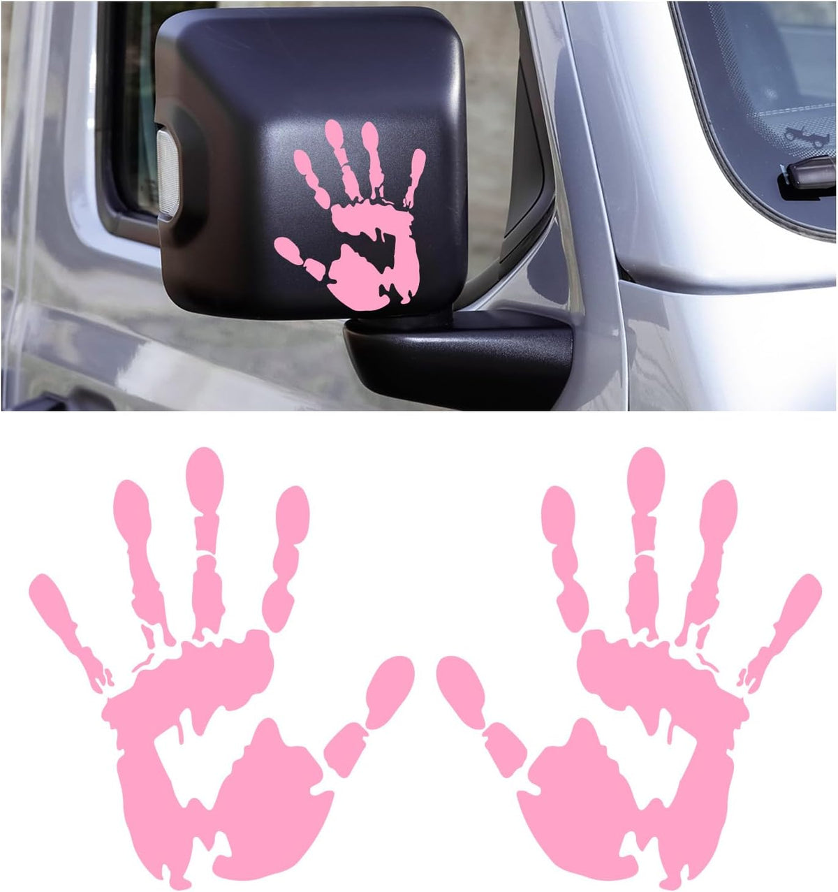 2PCS Car Wave Stickers, The Lazy Waver Sticker Auto Waving Hand Sign Decal, Waterproof Rearview Mirror Hands Wave Sticker Decor for Auto SUV Truck, Exterior Car Accessories (Pink)