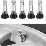 5 PCS TR413AC Tire Valve Stems, Chrome Rubber Tubeless Valve Stems Suit for 0.453 inch Rim Holes, Snap-in Tyre Metal Stems for Standard Vehicle Tires, Car Accessories (Black)