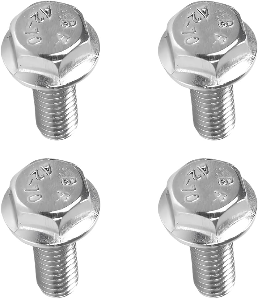 4 PCS Car Top Front Skid Plate Bolts, 304 Stainless Steel 12mm Hex Head Flanged Hexagon Screws, Bolts Compatible with 4Runner Land Cruiser Sequoia Tacoma, Car Accessories (4 PCS)