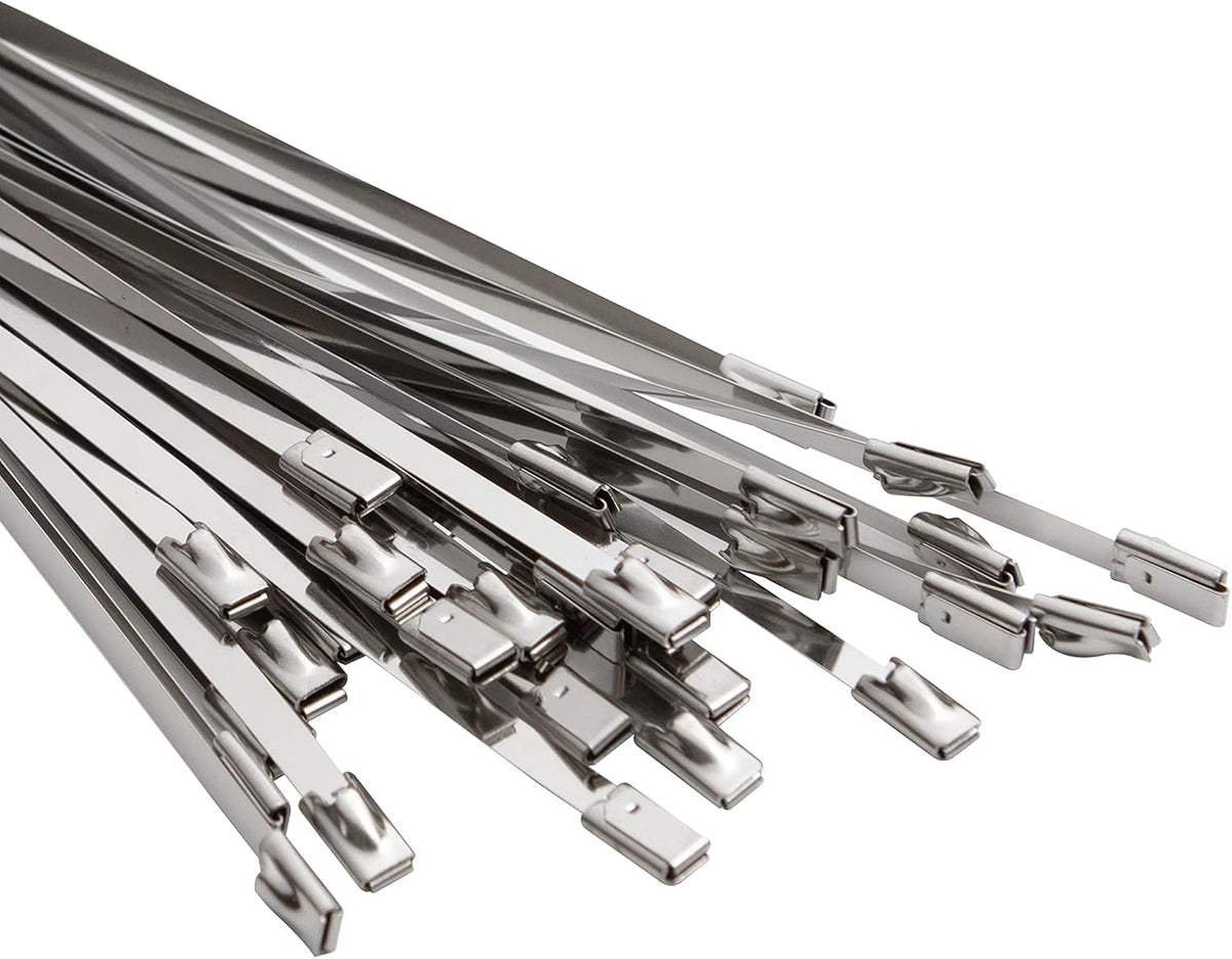 Metal Zip Ties 15.8 in Premium Heavy Duty Stainless Steel Wire Multifunctional Locking Exhaust Wrap Flexible Durable 30 PCS