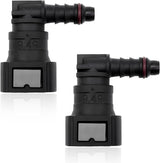 2 PCS Fuel Line Quick Connector, 90 Degree Elbow Nylon Fuel Line Quick Release Fittings Repair Kit, 3/8 SAE to 5/16 ID Nylon Tubing Oil Pump Connector Plug for Most Models