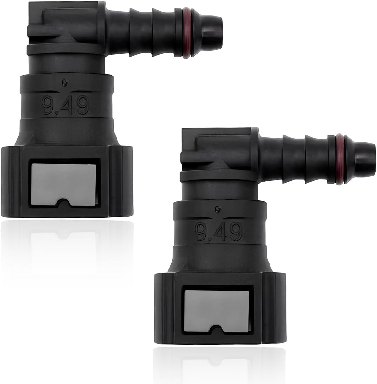 2 PCS Fuel Line Quick Connector, 90 Degree Elbow Nylon Fuel Line Quick Release Fittings Repair Kit, 3/8 SAE to 5/16 ID Nylon Tubing Oil Pump Connector Plug for Most Models