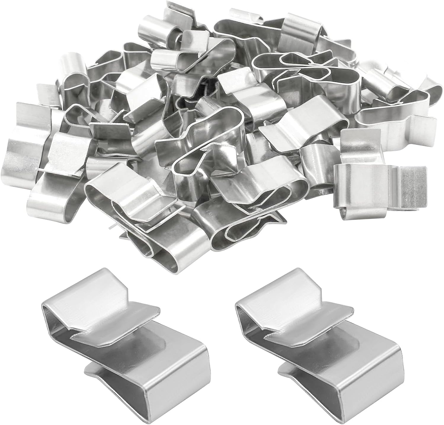 50PCS Trailer Frame Wire Clips, 18mm/0.72inch Metal Cable Clips Double Wire Clip, Trailer Clamps fits Boat Cargo Camper Snowmobile Cable for Wire Management, Car Accessories