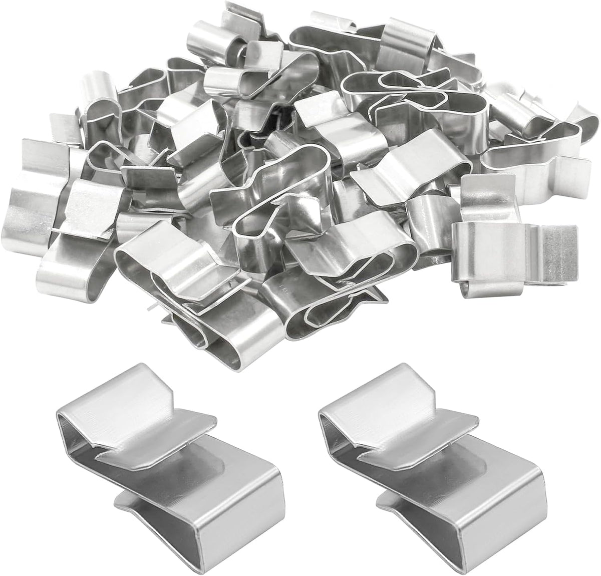 50PCS Trailer Frame Wire Clips, 18mm/0.72inch Metal Cable Clips Double Wire Clip, Trailer Clamps fits Boat Cargo Camper Snowmobile Cable for Wire Management, Car Accessories
