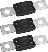 3 PCS 50A MEGA Fuse, Copper Alloy High Current Bolt-on Automotive Fuses, Stud Mount AMG Fuse for Cars Trucks Caravans Boats Construction Vehicles, Car Accessories