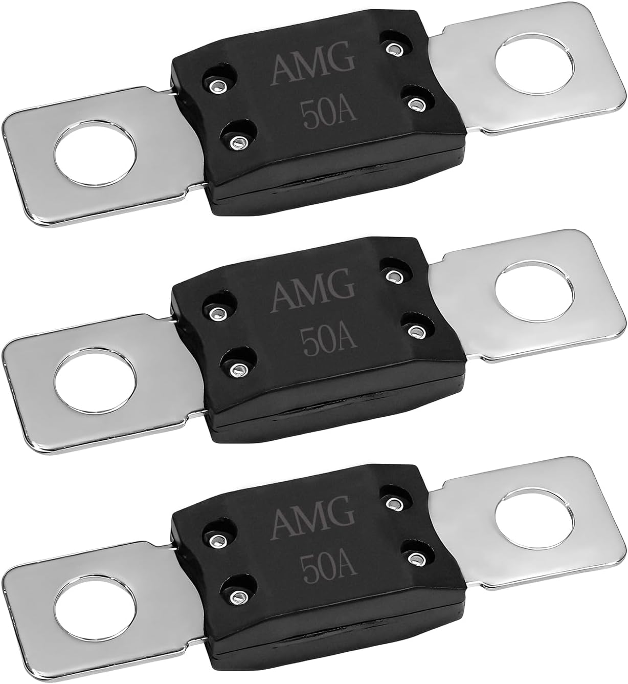 3 PCS 50A MEGA Fuse, Copper Alloy High Current Bolt-on Automotive Fuses, Stud Mount AMG Fuse for Cars Trucks Caravans Boats Construction Vehicles, Car Accessories