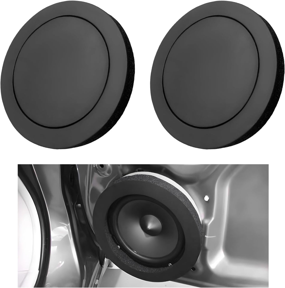 2 PCS 6.5" Foam Speaker Enhancer, Self Adhesive Car Door Speaker Foam Baffles with High Rebound, Soundproof Auto Sponge Bass Blocker Fast Rings for Enhancing Stereo Sound