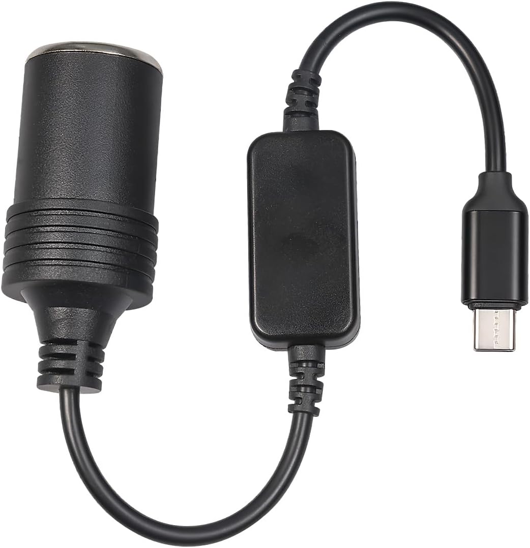 USB C Male to 12V Car Cigarette Lighter Socket Female Converter Cable, USB to Cigarette Lighter Adapter Power Cable, 10W Type C Female Converter for Driving Recorder GPS (0.98 Ft/ 0.3 M)