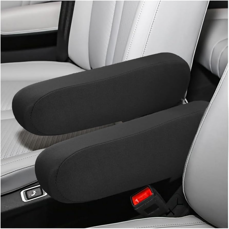 2 PCS Car Front Seat Armrest Covers, Elastic Fabric Stretch Car Seat Armrest Protectors, Soft Front Seat Armrest Cover Replacement, Universal Vehicle Accessories for Cars (Black)