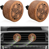 2 PCS Wood Car Essential Oil Diffuser, Wooden Aromatherapy Essential Oils Diffuser with Vent Clip, Wood Vent Clip Air Freshener for Vehicle Office Home Bedroom (Lucky Stamen)