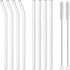 10-Piece Reusable Glass Drinking Straws - 10" x 10 mm - Smoothie Straws for Milkshakes, Frozen Drinks, Smoothies, Bubble Tea - Environmentally Friendly