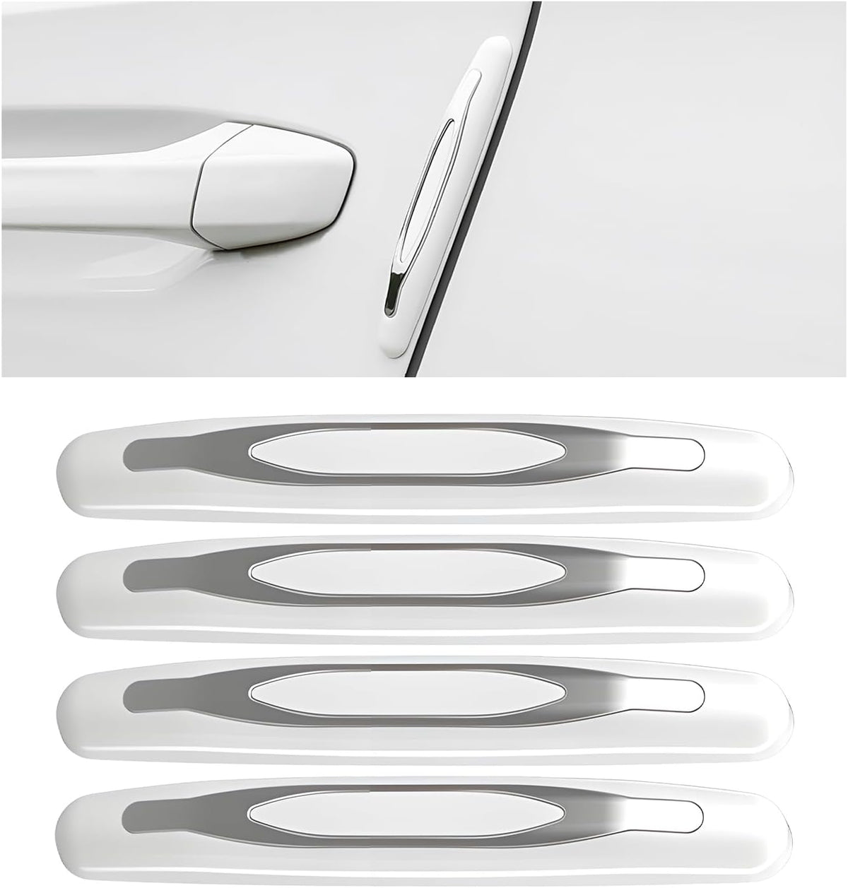 4 PCS Car Door Edge Guards, Anti-Scratch Self Adhesive Strip Trim Auto Body Protector, Anti-Collision Strip Vehicle Door Exterior Protective Cover, Car Accessories (White)