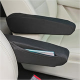 2PCS Arm Rest Cover for Car with Side Pocket,Breathable Cloth Fabric Car Armrest Covers for Armrests Protection,All Seasons Soft Armrest Cover for Cars Universal Cars Interior Accessories (Black)