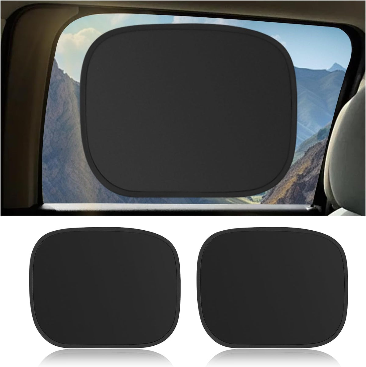 2PCS Rear Car Window Shades for Side Window,17.13x13.86 Car Windows Shade for Baby in Cars with Static Cling Design to Block Sunlight,Essential Side Windows Sun Shade (Rear Window)
