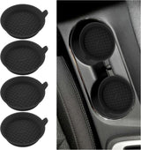 4PCS Silicone Car Coasters with Diamond Shape Design,Non-Slip & Heat Resistant Car Cup Holder Coaster,Universal Cup Holder Insert Car Interior Accessories for Women/Men (Black)