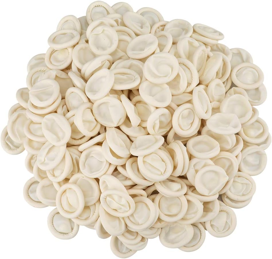 Disposable Latex Finger Cots Rubber, 140g(Approx 205PCS) Fingertips Protective Finger Art Latex Tissue Finger Cot (White)