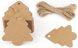 Christmas Tree Gift Tags,Gift Wrap Tags,100 Pcs Kraft Paper Gift Tag with String,Blank Craft Gift Tag with Natural Jute Twine String